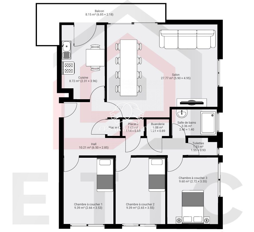 Appartement familial 5 pièces